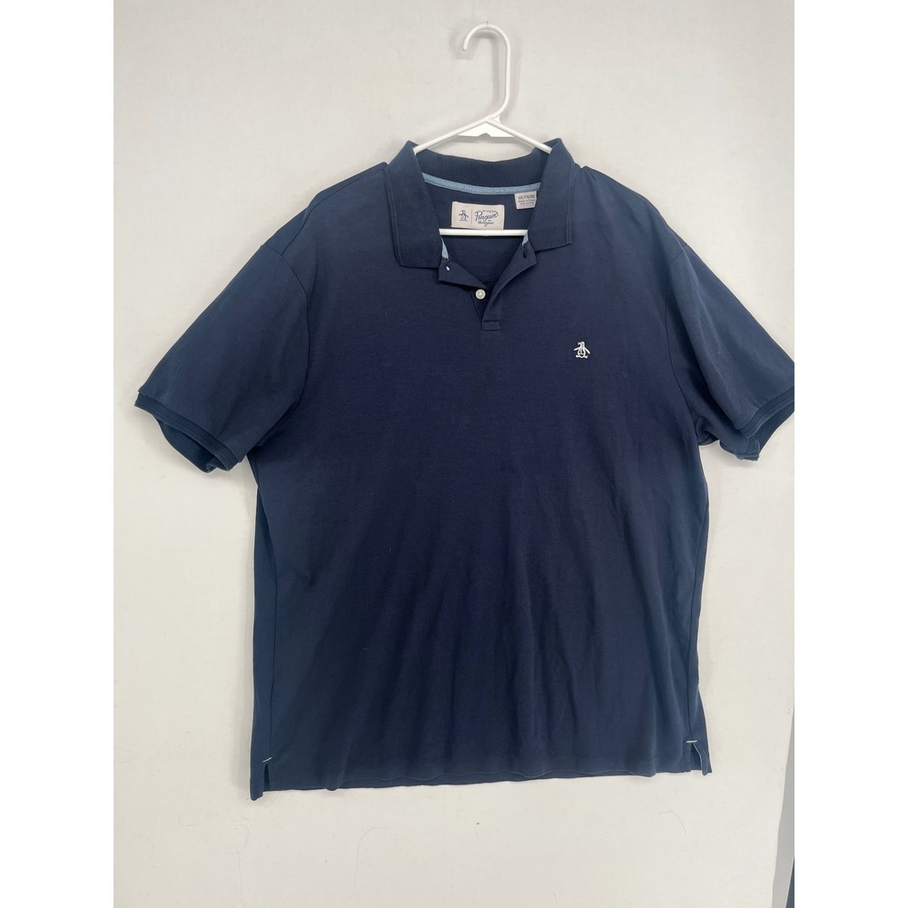 Original Penguin Mens Pima Cotton Polo Shirt Navy Blue Short Sleeve XXL